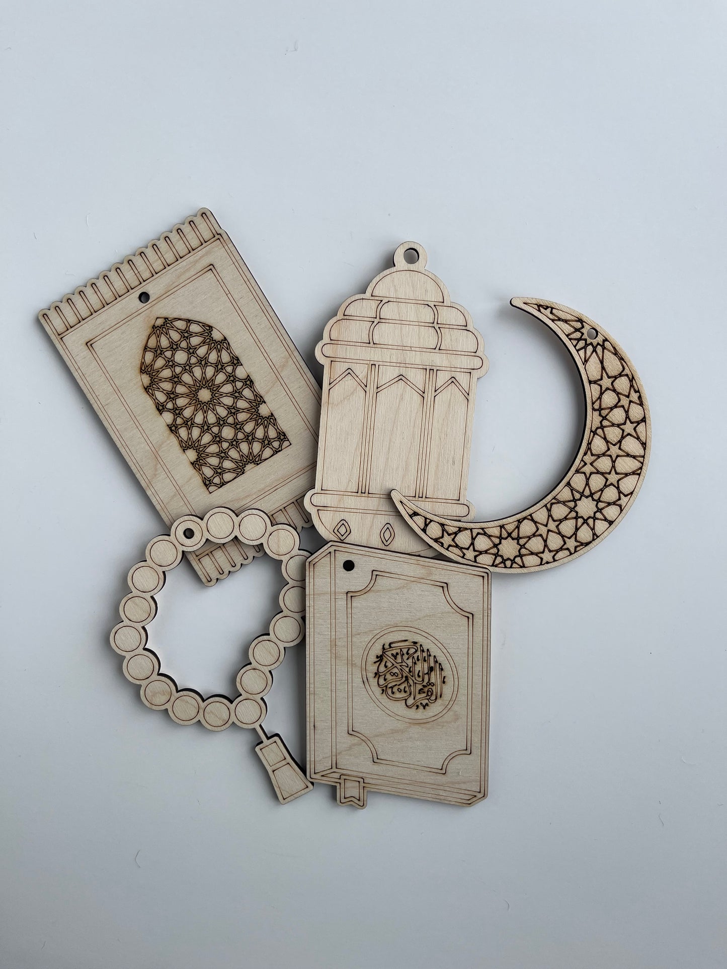 Set of 5 Ramadan Ornaments , Islamic Decorations, Eid Tree Ornaments, Crescent Moon & Lantern Décor, Ramadan Mubarak Hanging Ornaments